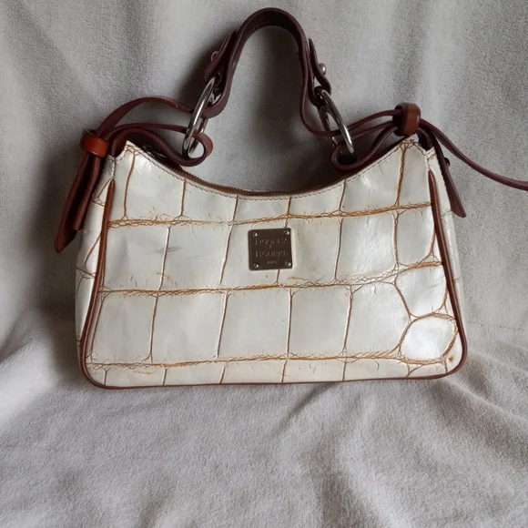 Vintage Dooney And Bourke Handbag Small White and Brown - Picture 2 of 16